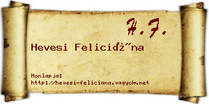 Hevesi Feliciána névjegykártya